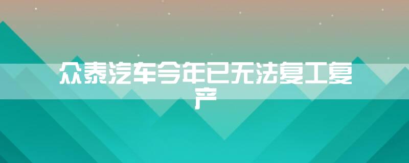 众泰汽车今年已无法复工复产