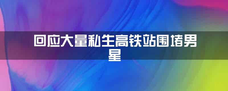 回应大量私生高铁站围堵男星