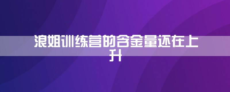 浪姐训练营的含金量还在上升