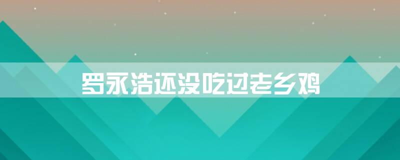 罗永浩还没吃过老乡鸡